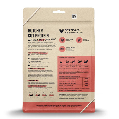 Vital Essentials Freeze-Dried Raw Chicken Entree Cat Food Mini Nibs 12oz - Poudre Pet and Feed Supply